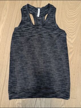 Athleta Striped Racerback Tank Top Small Black Gray Athletic Workout Running